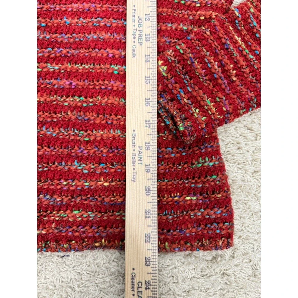 Talbots Wool Blend Open Weave Multicolor Pullover Sweater Size M Boat Neck Boho‎